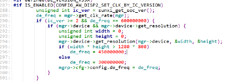 disp_manager.c 中根据分辨率调整 de_freq 的逻辑